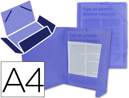 Carpeta de gomas Liderpapel A4 3 solapas polipropileno azul translúcido